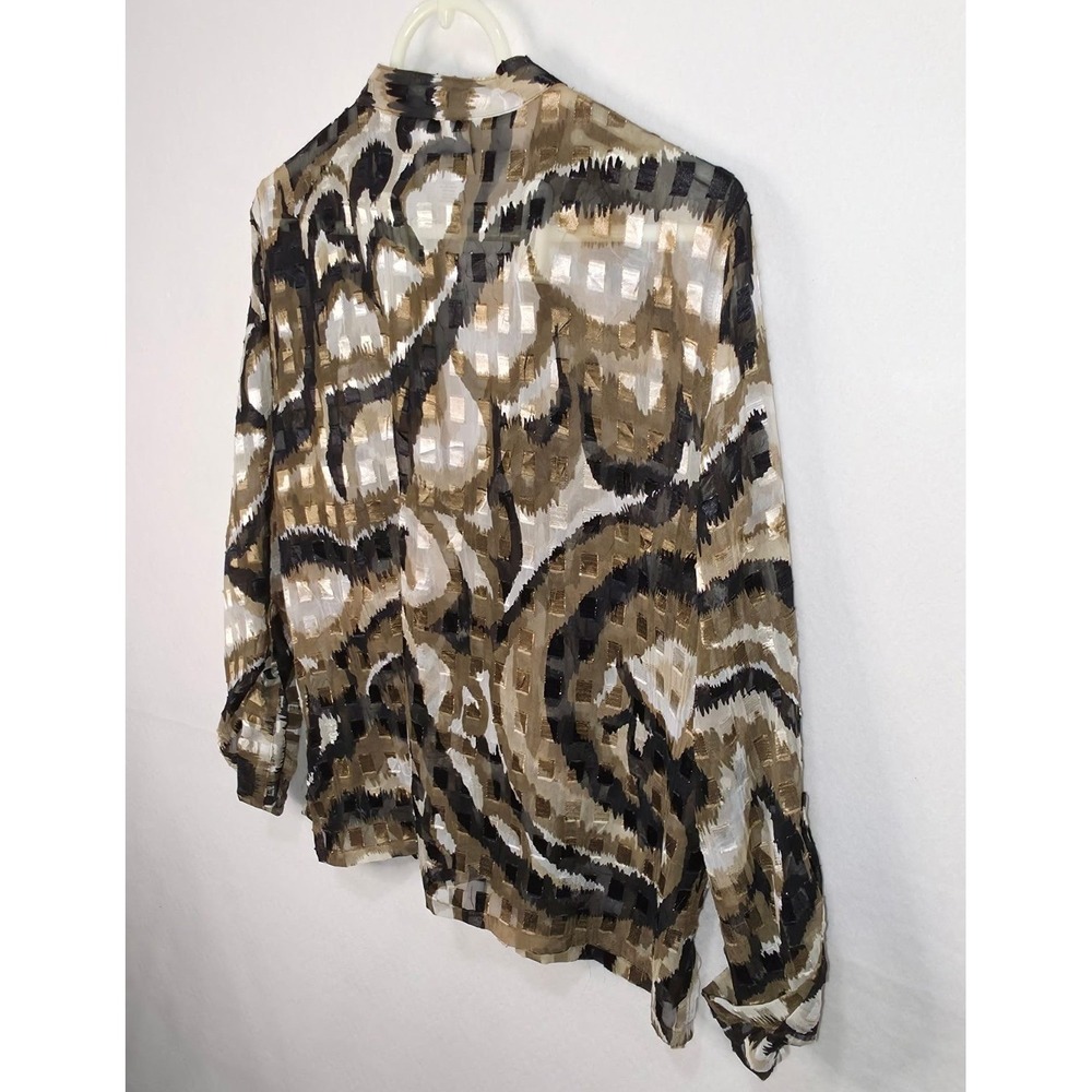 Ruby Rd Favorites Petite Blouse 12P Abstract Swirl Burnout Gold Metallic Top - Picture 7 of 7